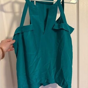 BCBGMaxAzria Green Asymmetrical Sleeveless Tank Top